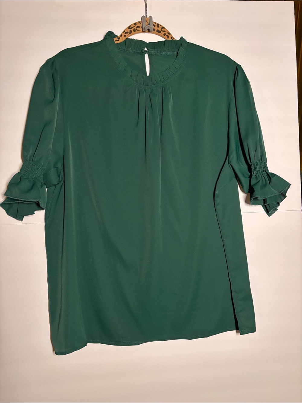 Women’s Green Ruffle Sleeve Blouse